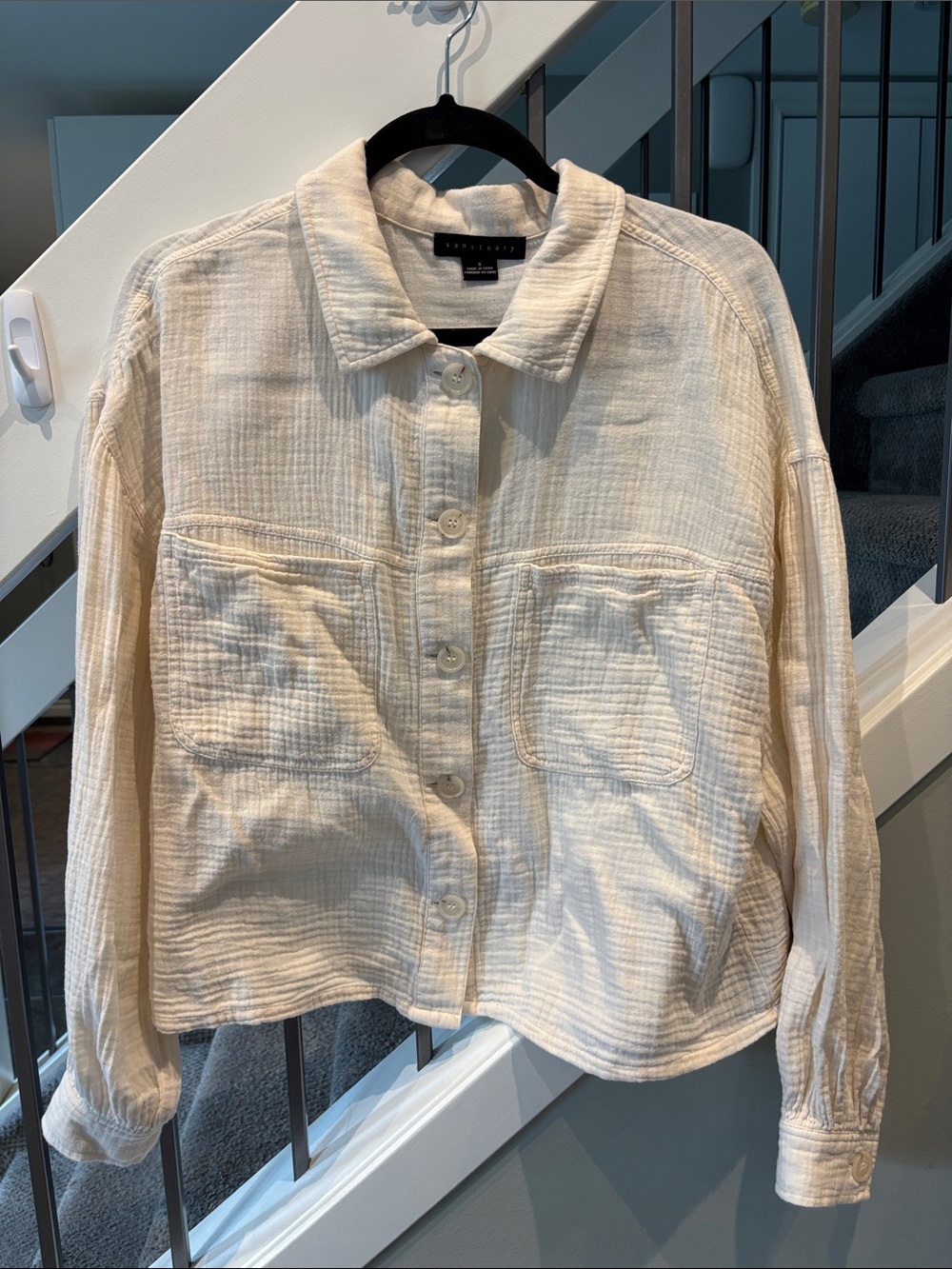Sanctuary Cotton Button Down in Cream